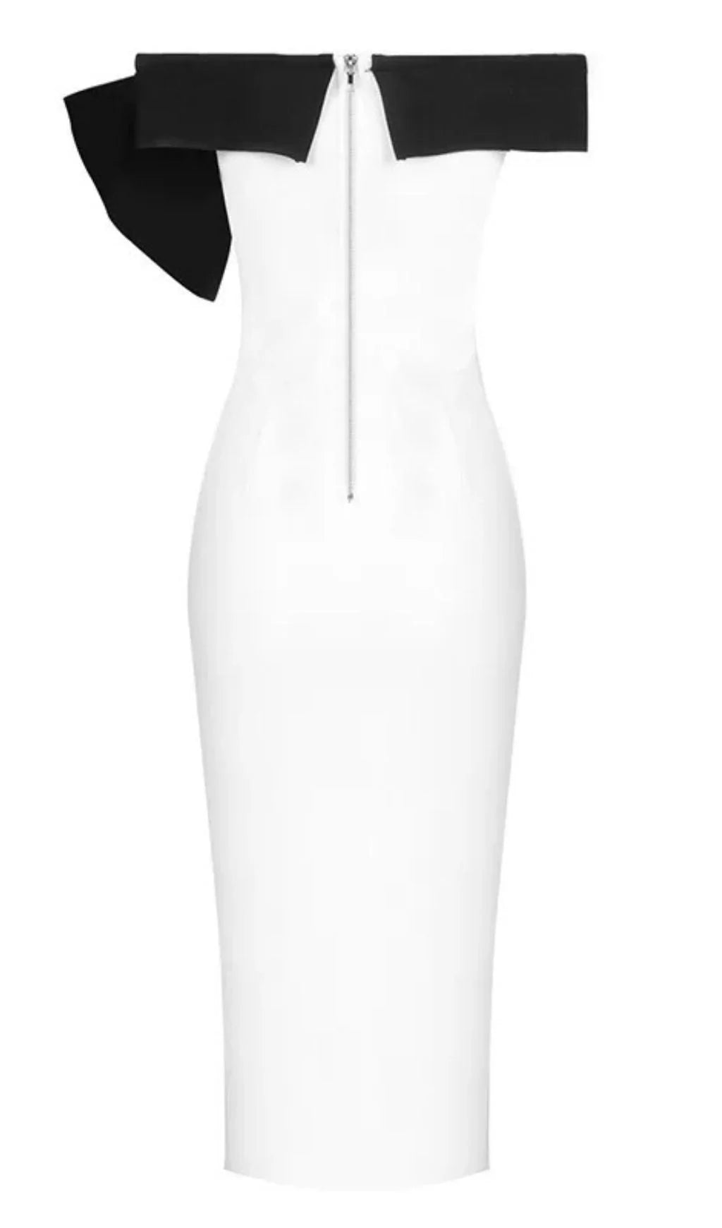 Robe fendue sans manches à épaules dénudées avec nœud noir